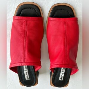 Acne Studios Bernelle Leather Sandals in Red, Size 39